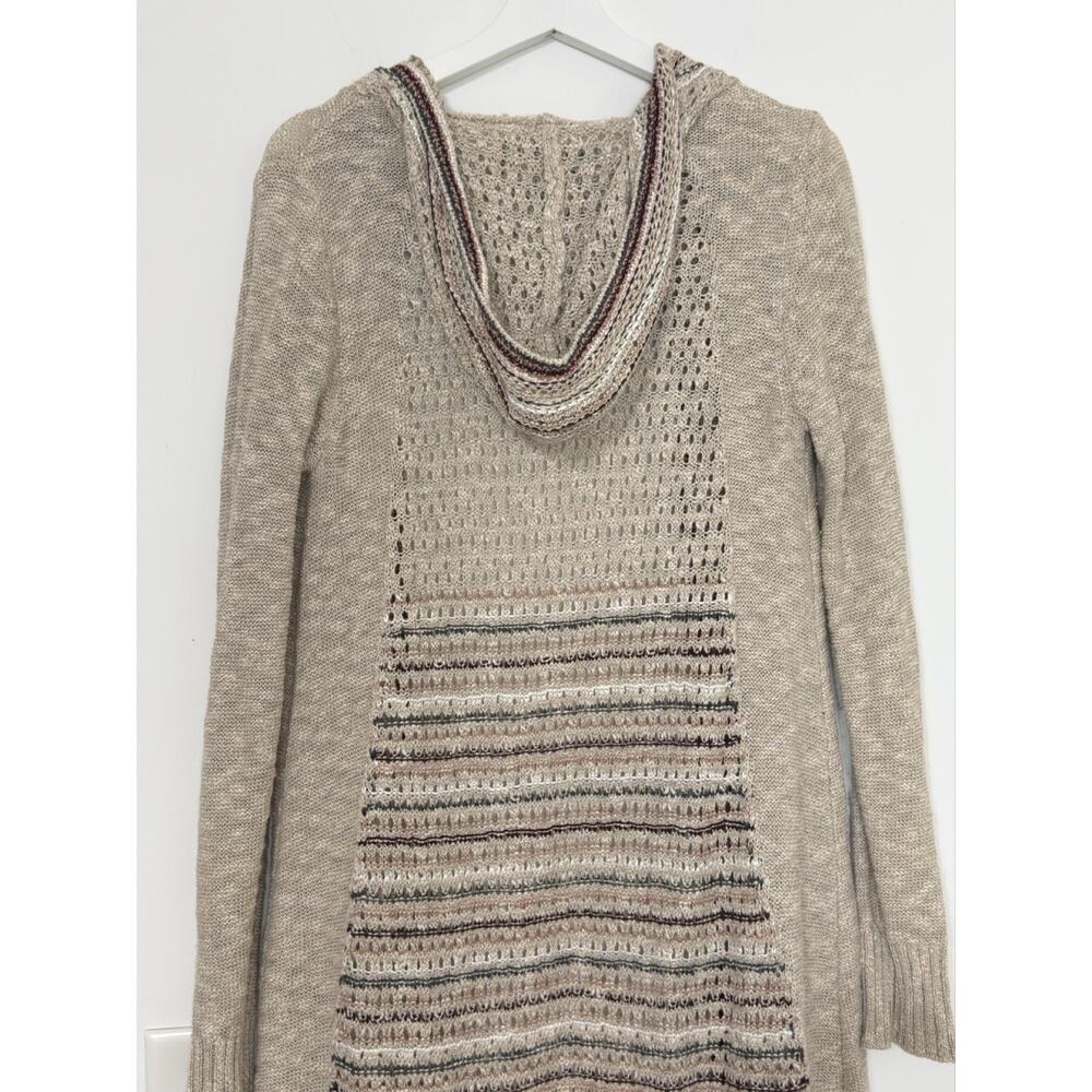 Natural Reflections Womens Boho Hooded Open Front Cardigan Oatmeal Size S - Picture 6 of 13